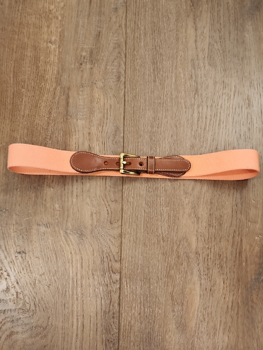 Vintage Dooney & Bourke Pink Woven Wool Belt Brown Leather Brass Buckle size 30